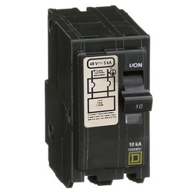 Mini circuit breaker, QO, 10A, 2 pole, 120/240VAC, 10kA, plug in, 48VDC rating (Mini circuit breaker QO) is a Schneider Electric product. Designed for reliable performance and long service life. Available across Iraq — contact us for pricing and delivery options.