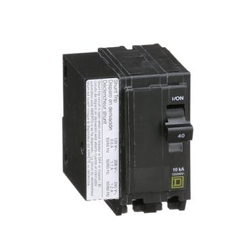 Mini circuit breaker, QO, 40A, 2 pole, 120/240VAC, 10kA, plug in, AC shunt (Mini circuit breaker QO) is a Schneider Electric product. Designed for reliable performance and long service life. Available across Iraq — contact us for pricing and delivery options.