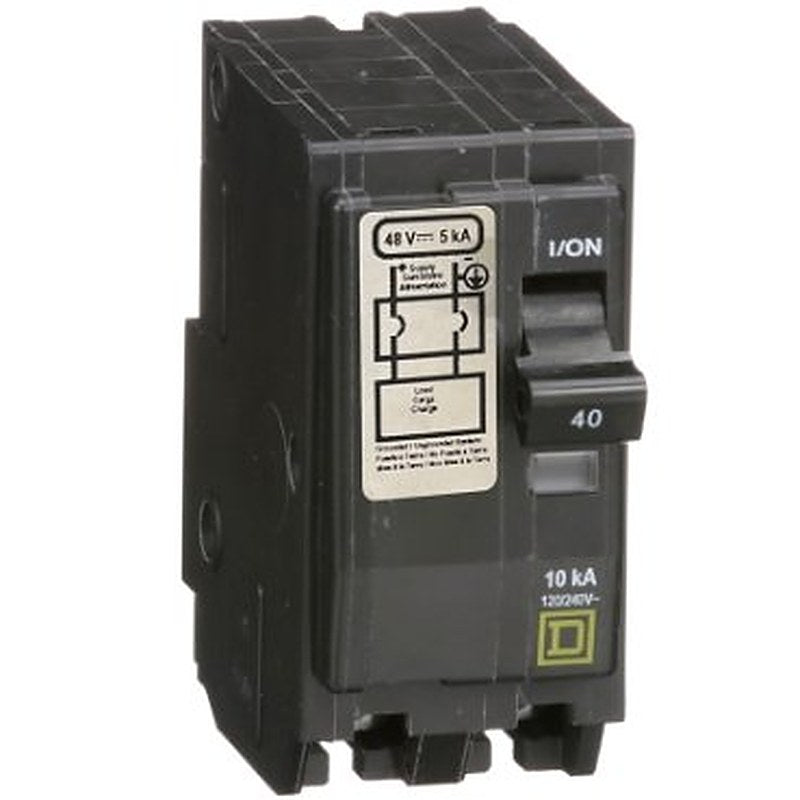 Mini circuit breaker, QO, 40A, 2 pole, 120/240VAC, 10kA, plug in, 48VDC rating (Mini circuit breaker QO) is a Schneider Electric product. Designed for reliable performance and long service life. Available across Iraq — contact us for pricing and delivery options.