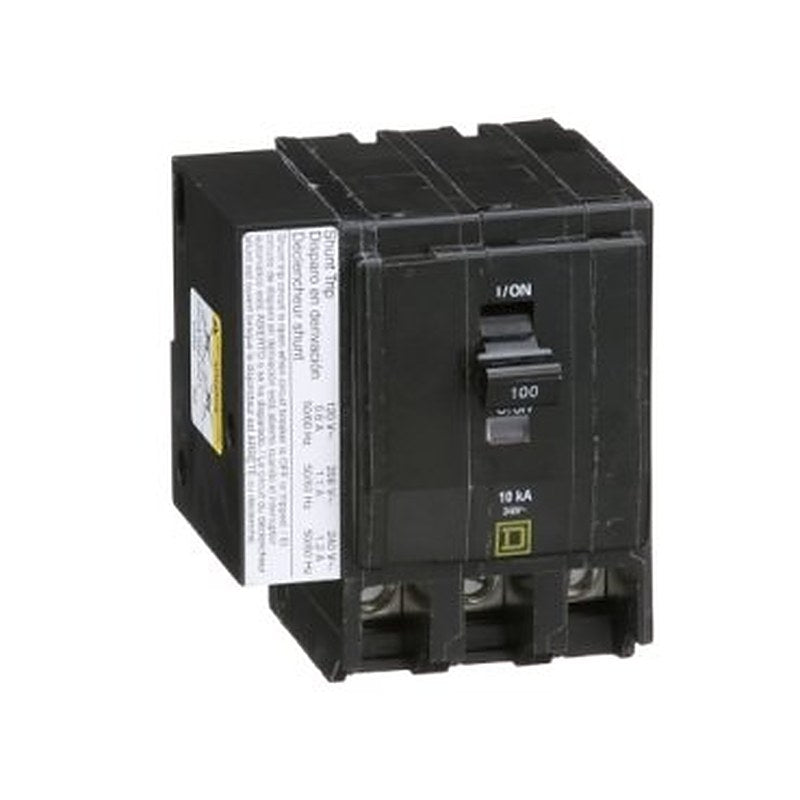 Mini circuit breaker, QO, 100A, 3 pole, 120/240VAC, 10kA, plug in, AC shunt (Mini circuit breaker QO) is a Schneider Electric product. Designed for reliable performance and long service life. Available across Iraq — contact us for pricing and delivery options.
