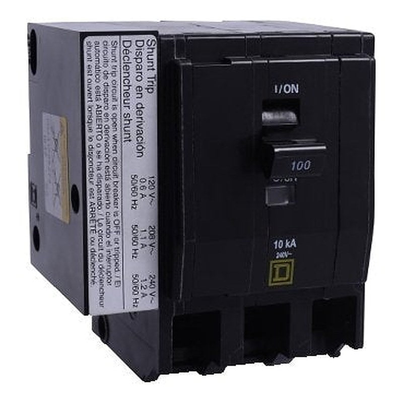 Mini circuit breaker, QO, 100A, 3 pole, 120/240VAC, 10kA, plug in, AC shunt, ring (Mini circuit breaker QO) is a Schneider Electric product. Designed for reliable performance and long service life. Available across Iraq — contact us for pricing and delivery options.