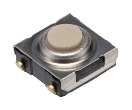 Omron IP67 Ivory Tactile Switch Button, 1.1 mm, SPST 50mA 24 V dc, Through Hole