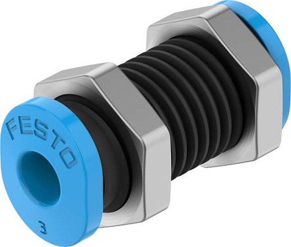 Festo QSMS Series, 153375 Pneumatic Fitting, Polybutylene Terephthalate Reinforced, Stainless Steel, Nitrile Rubber