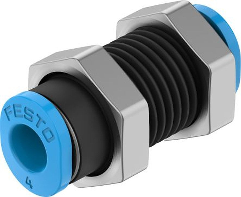 Festo QSMS Series, 153376 Pneumatic Fitting, Polybutylene Terephthalate, Nitrile Rubber (NBR), Nickel Plated Brass, High