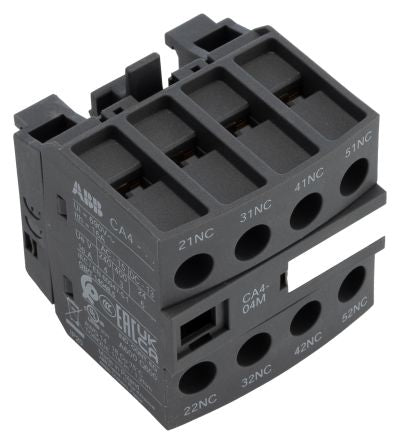 ABB Auxiliary Contact, 4 Contact, 4 NC, CA4, Front, 6 A, 690V ac, 1SBN010140R1104 CA4-04M