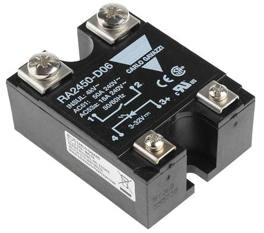 Carlo Gavazzi RA24 Series Solid State Relay, 50 A Load, Panel Mount, 280 V ac Load, 32V dc Control