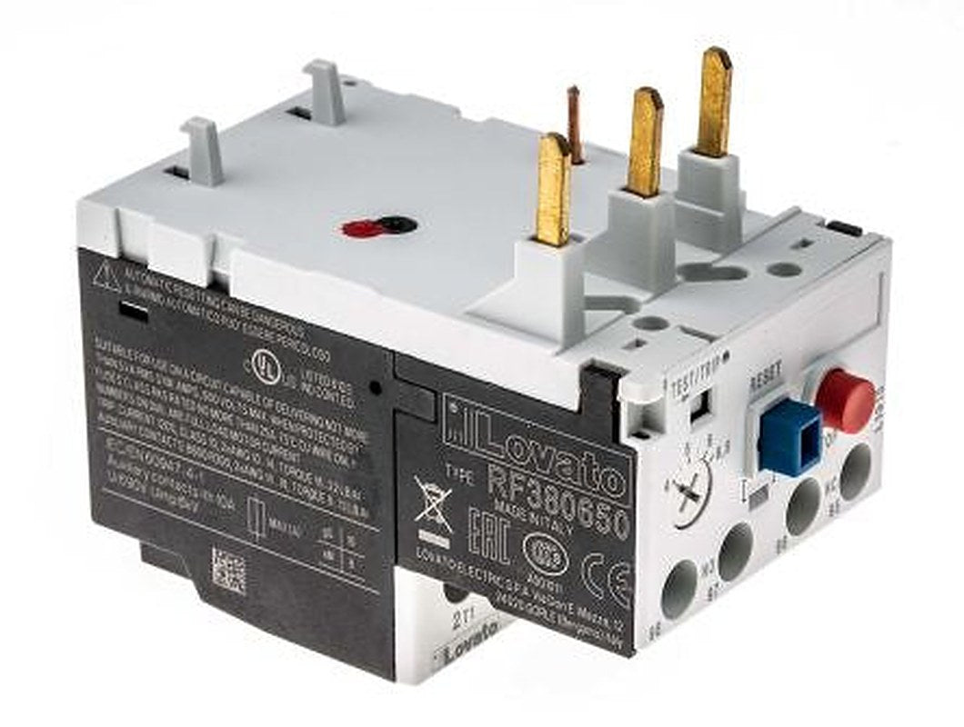 Lovato, RF38 Thermal Overload Relay 1 NO/1 NC, 4A, 6.5 A F.L.C, 38A Contact Rating, 690V ac 3