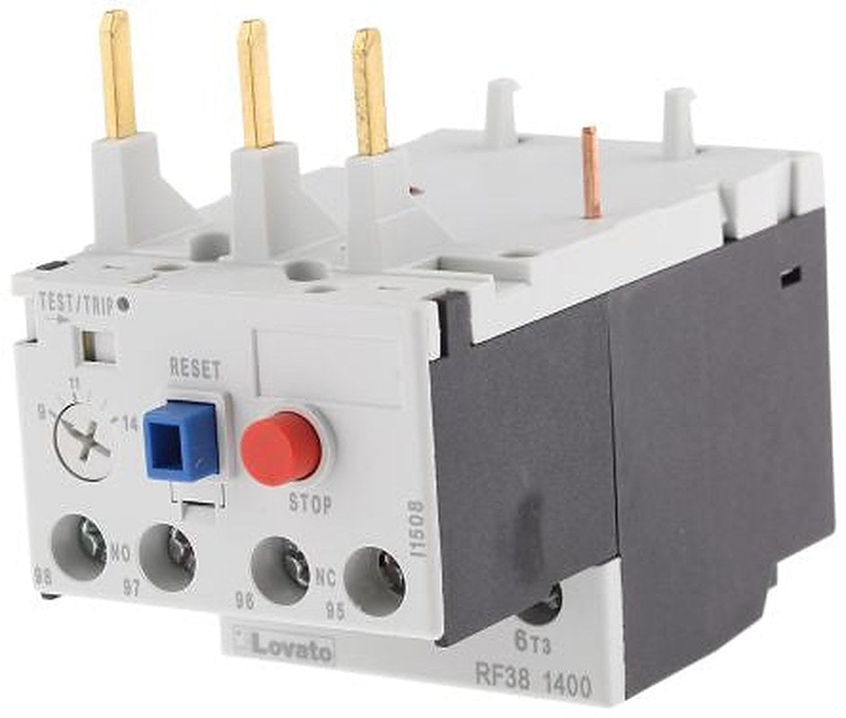 Lovato, RF38 Thermal Overload Relay NO/NC, 14A, 9 A F.L.C, 14A Contact Rating 3
