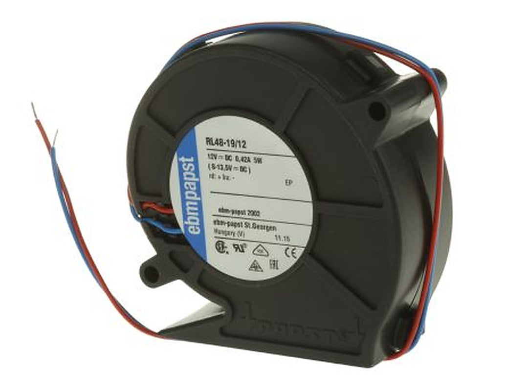 ebm-papst RL 48 Series Centrifugal Centrifugal Fan, 12V dc, 28 m³/h, DC Operation 75.5 mm x 75.2mm x 27 mm