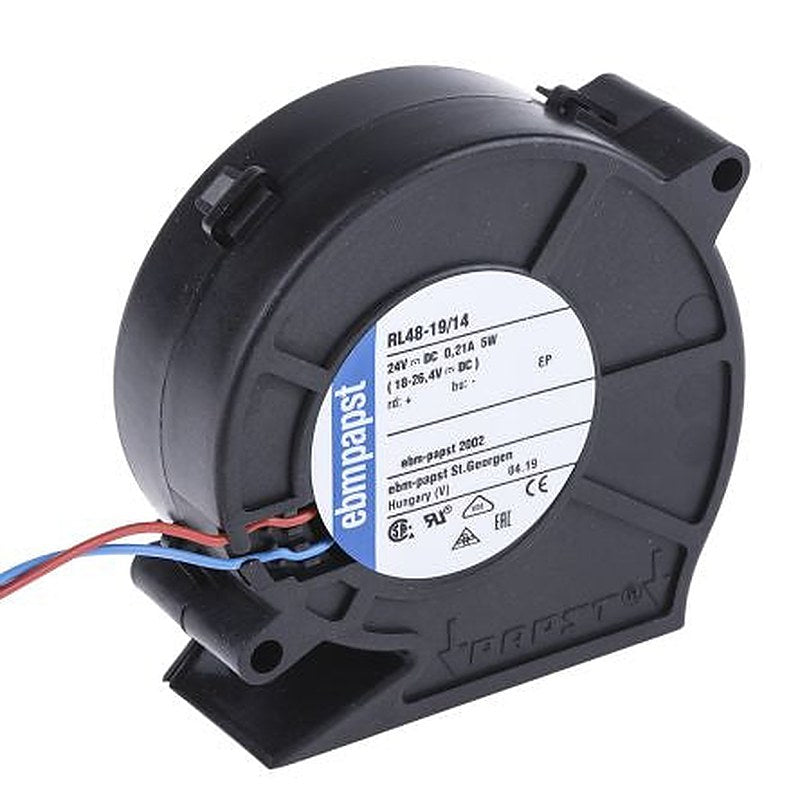 ebm-papst RL 48 Series Centrifugal Centrifugal Fan, 24V dc, 28 m³/h, DC Operation 75.5 mm x 75.2mm x 27 mm