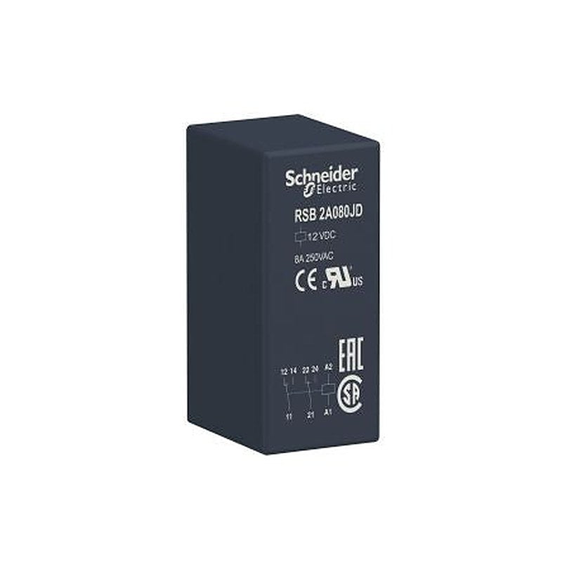 Schneider Electric PCB Power Relay, 12V dc Coil, 8A Switching Current, DPDT