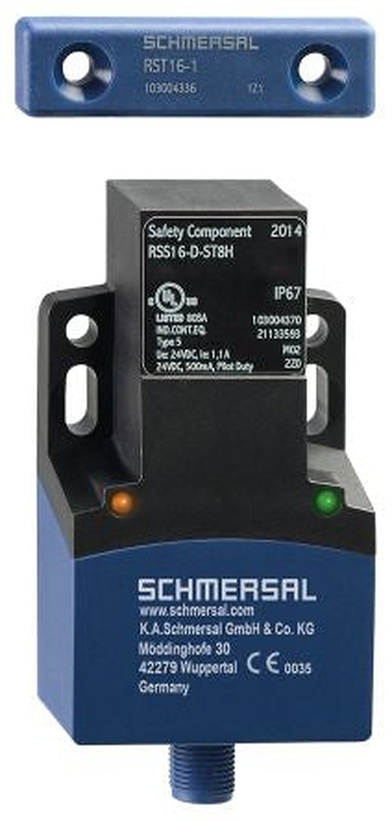 Schmersal RSS 16 Series RFID Non-Contact Safety Switch, Fibreglass Reinforced Thermoplastic Housing, 26.4V dc, M12