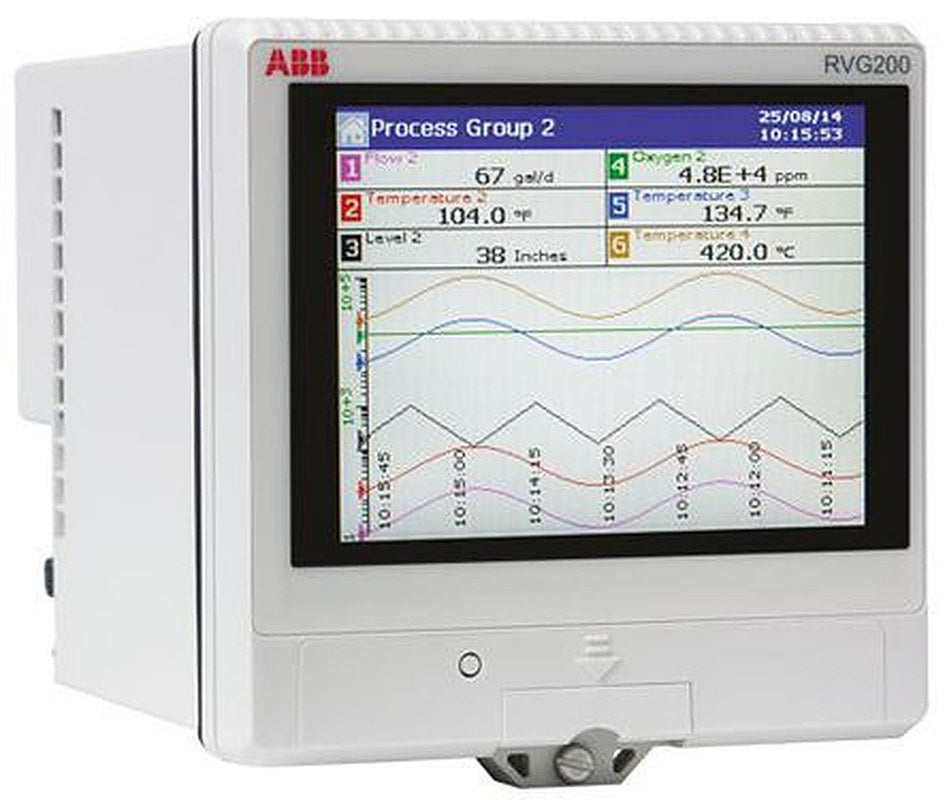 ABB RVG200 1-Channel Paperless Chart Recorder Current, Millivolt, Resistance, Temperature, Voltage