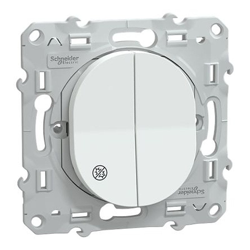 Schneider Electric White, 2 Way Rocker Light Switch, 2 Gang, Ovalis C