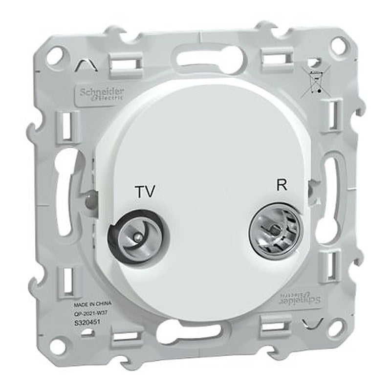 Schneider Electric Type F, Female IEC 9.52 mm, Male IEC 9.52 mm White Male 1 Outlet Socket, Flush