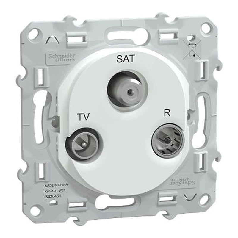 Schneider Electric F White Male Socket, Flush