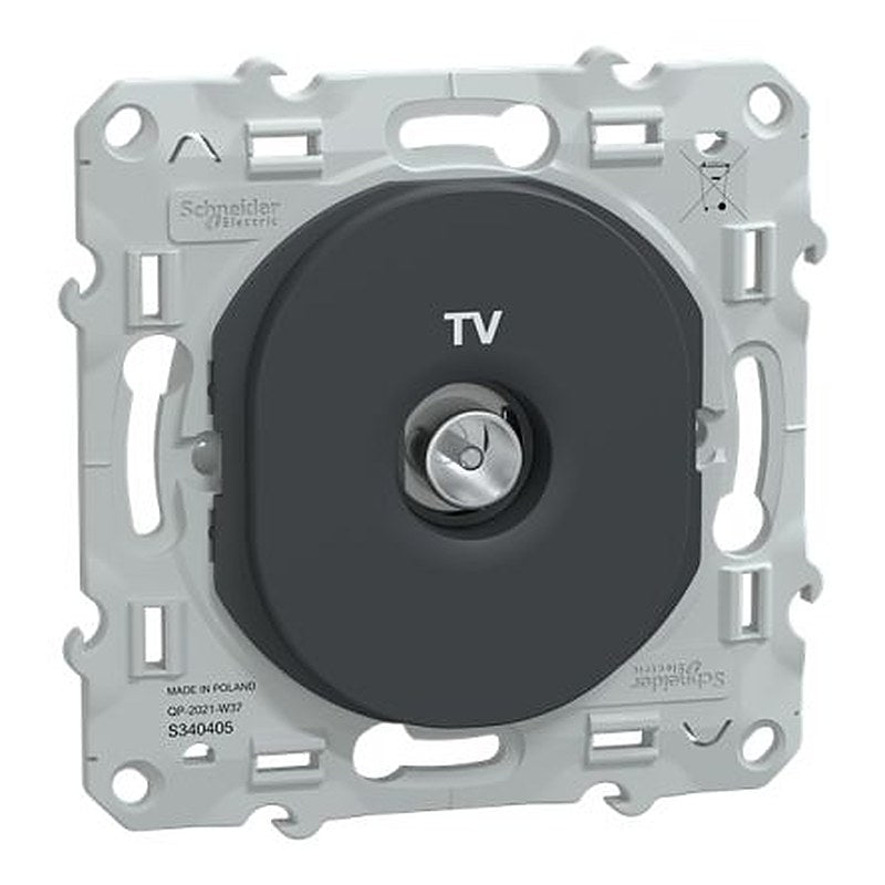 Schneider Electric Male IEC 9.52 mm Anthracite Male 1 Outlet Socket, Flush