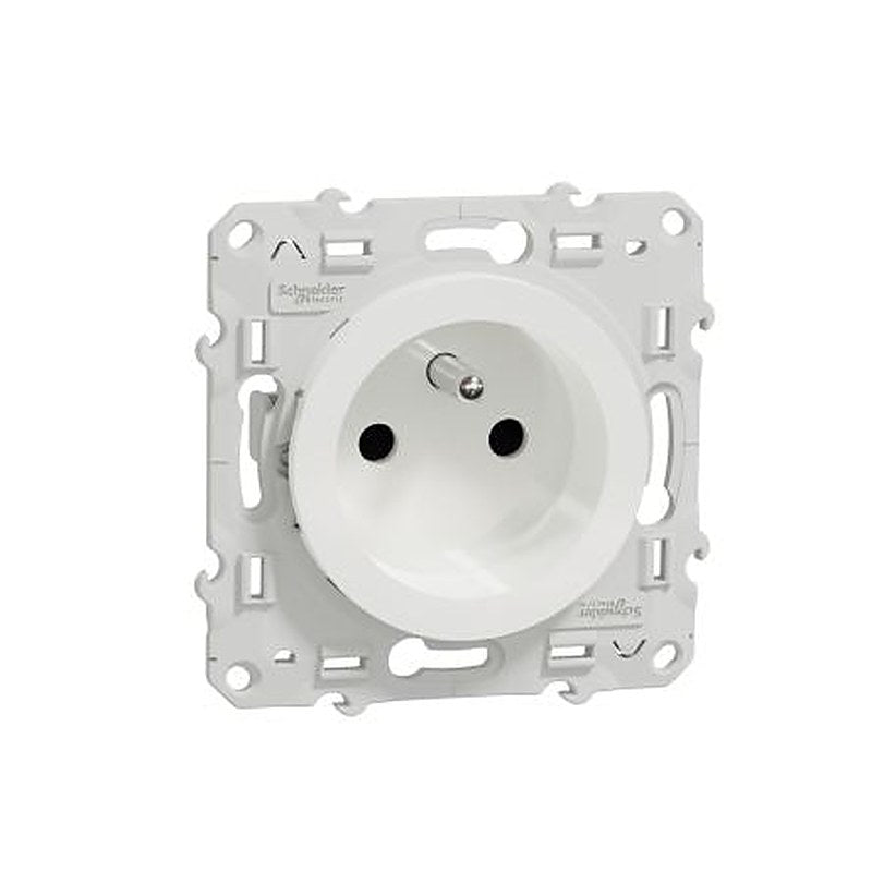 Schneider Electric Odace 2011 White 1 Gang Plug Socket, 16A Indoor, French 2P