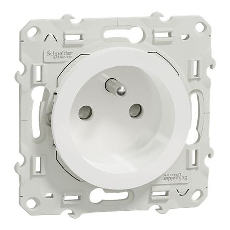 Schneider Electric Odace 2011 White Plug Socket, 16A, French 2P