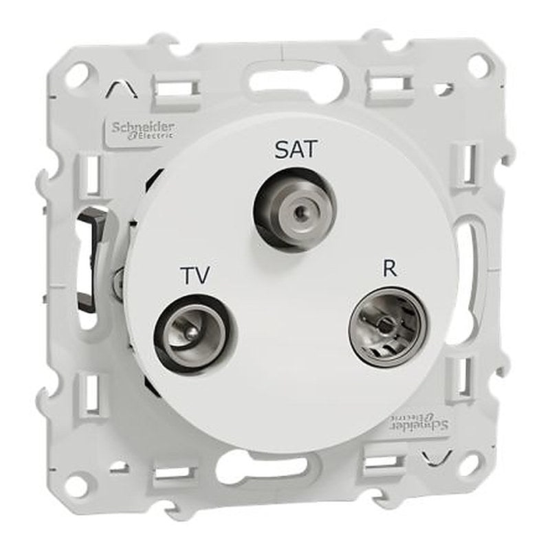 Schneider Electric Male IEC 9.52 mm, Type F, Female IEC 9.52 mm White Male 1 Outlet Socket, Flush
