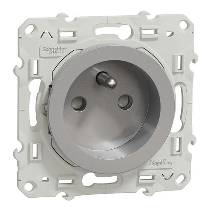 Schneider Electric, Odace 2011 IP21D Grey Light Switch, 2P+PE, Rated At 16A, 250V