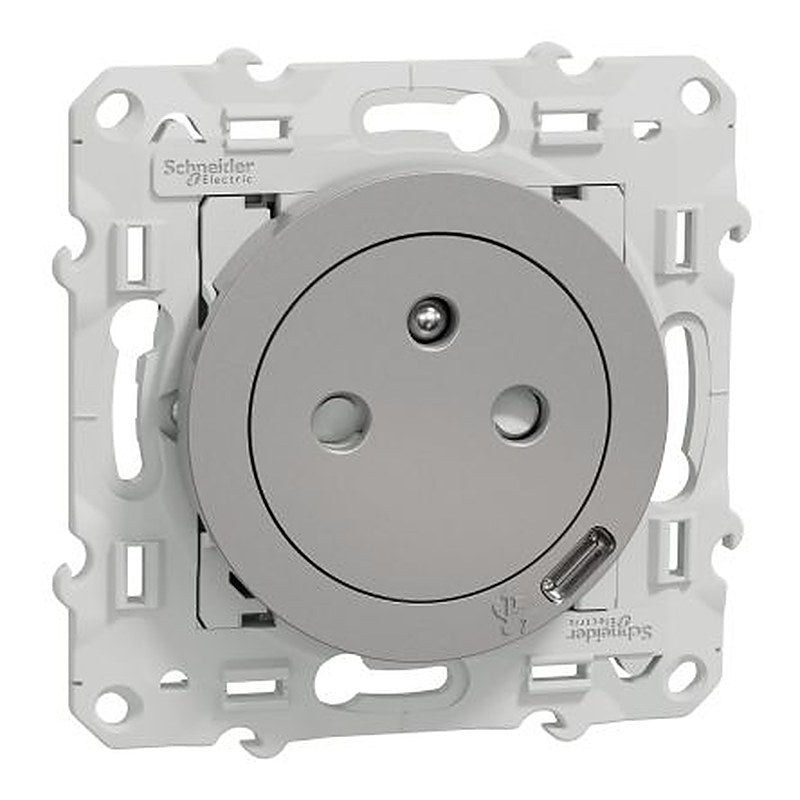 Schneider Electric, Odace 2011 IP20 Grey Light Switch, 2P+PE, Rated At 16A, 250V