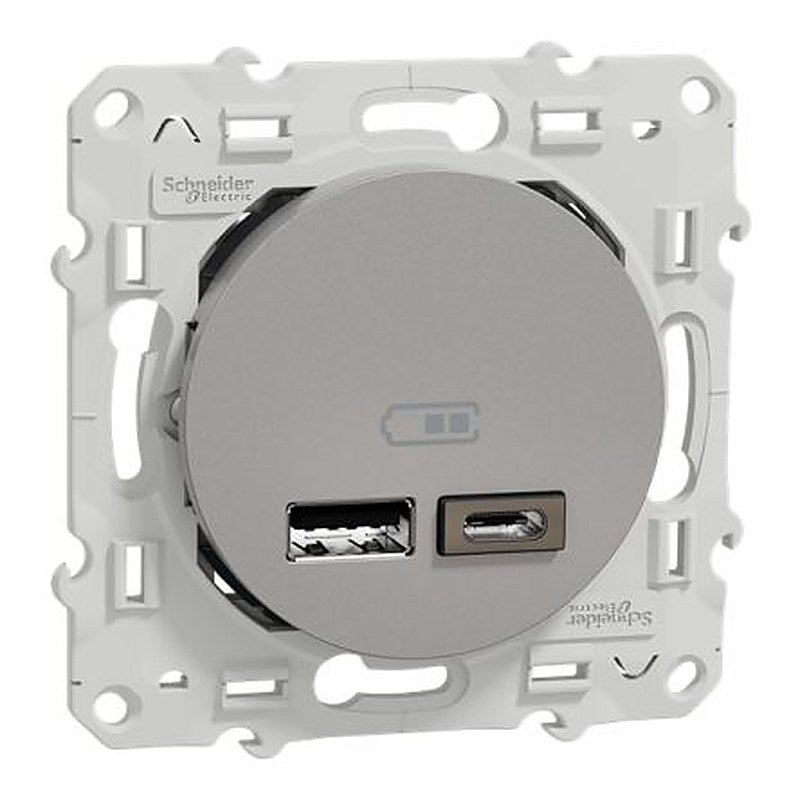Schneider Electric Straight, Flush Female- 2 Port IP20 USB Connector