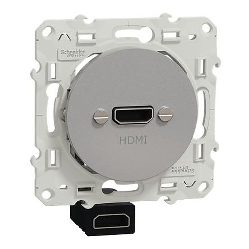 Schneider Electric Odace 2011 White, Grey Plug Socket, HDMI