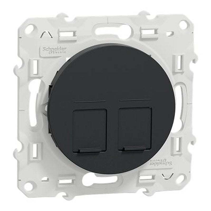 Schneider Electric Odace 2011 Series RJ45 Connector Female, Flush, Cat6 Unshielded Straight 2 Port 8 Way