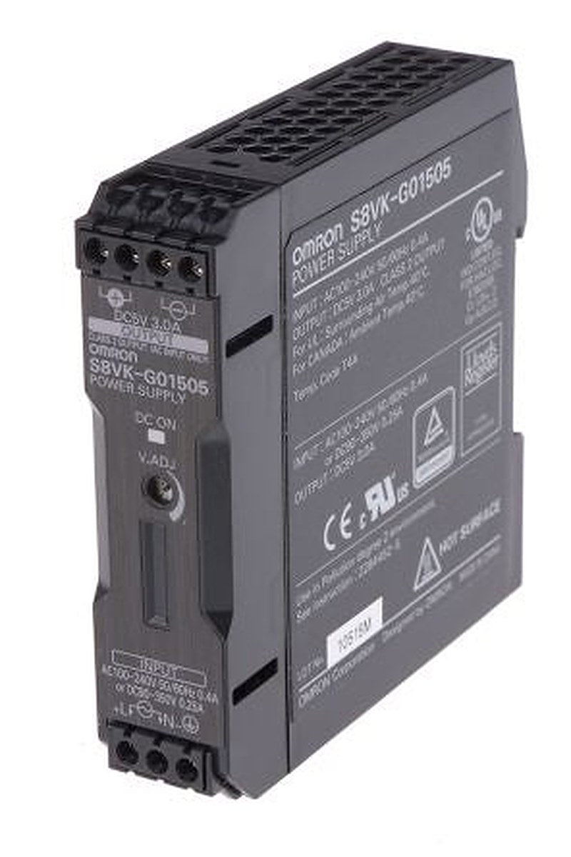 Omron S8VK-G Switched Mode DIN Rail Power Supply 350 V dc, 240V ac AC/DC Input 5V dc, 3 A Output DC 15 W