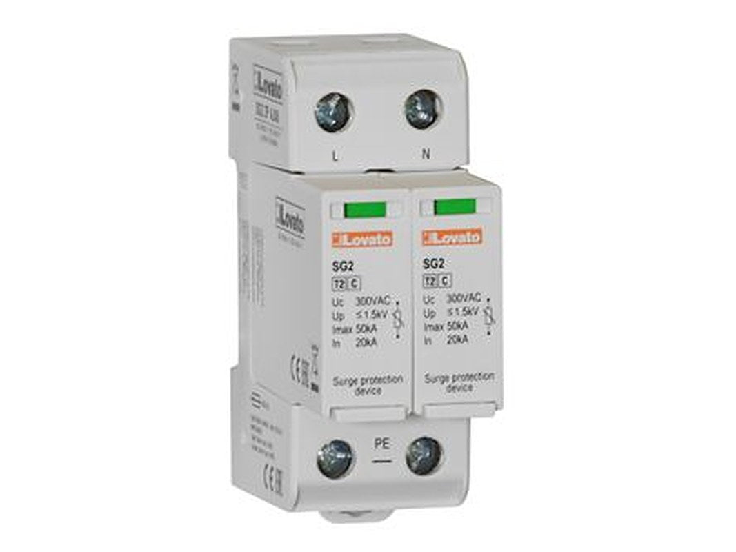 Lovato 2 Phase Surge Protector, 50 kA, 1.5 kV, DIN Rail