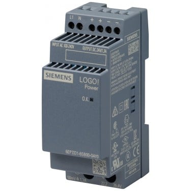 LOGO!Power 24 V / 1.3 A stabilized power supply input: 100-240 V AC output: 24 V DC/ 1.3 A *Ex approval no longer available*