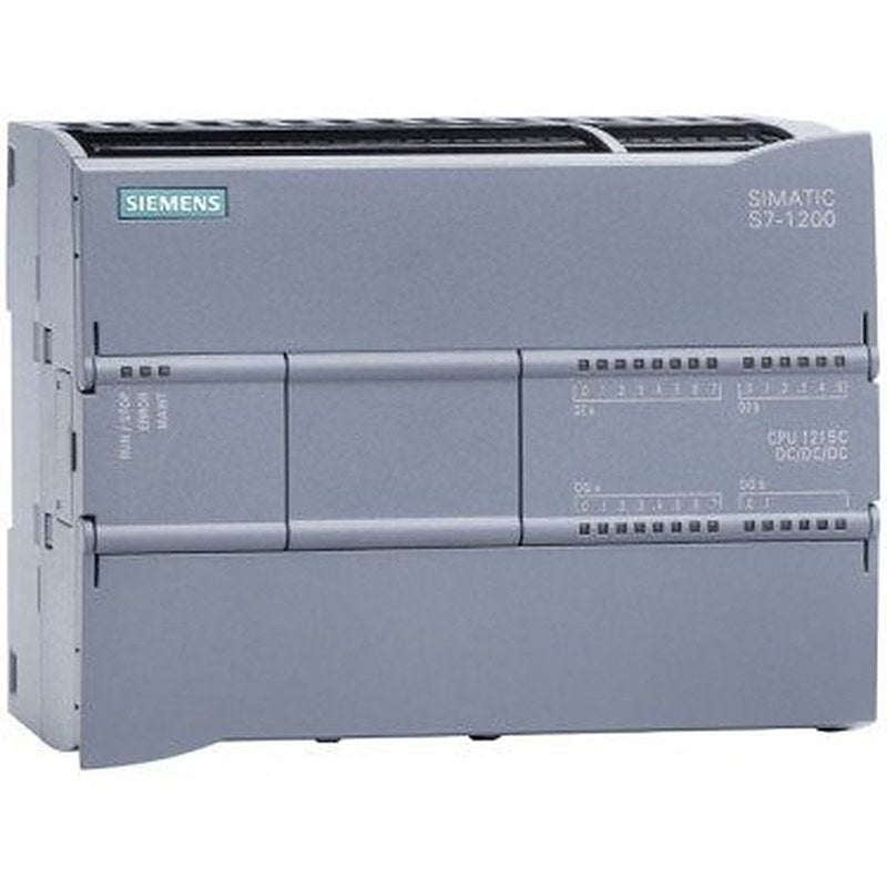 SIMATIC S7-1200, CPU 1215C, compact CPU, DC/DC/DC, 2 PROFINET ports, onboard I/O: 14 DI 24 V DC; 10 DO 24 V DC; 0.5A; 2 AI 0-10 V DC, 2 AO 0-20 mA DC, Power supply: DC 20.4-28.8V DC, Program/data memory 125 KB