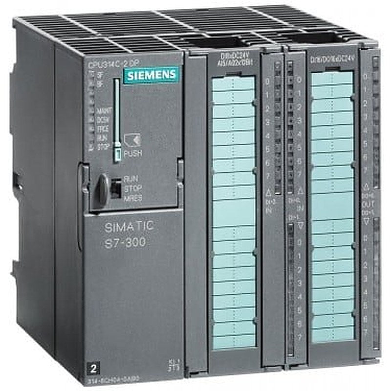 SIMATIC S7-300, CPU 314C-2 DP Compact CPU with MPI, 24 DI/16 DO, 4 AI, 2 AO, 1 Pt100, 4 high-speed counters (60 kHz), integrated DP interface, Integr. power supply 24 V DC, work memory 192 KB, Front connector (2x 40-pole) and Micro Memory Card required