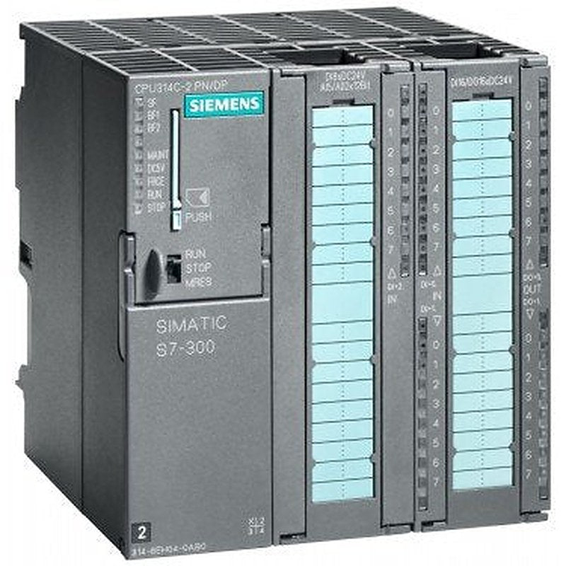 SIMATIC S7-300, CPU 314C-2PN/DP Compact CPU with 192 KB work memory, 24 DI/16 DO, 4 AI, 2 AO, 1 Pt100, 4 high-speed counters (60 kHz), 1st interface MPI/DP 12 Mbit/s, 2nd interface Ethernet PROFINET, with 2-port switch, Integr. power supply 24 V DC, Front connector (2x 40-pole) and Micro Memory Card required