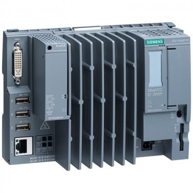 SIMATIC ET 200SP Open Controllers, CPU 1515SP PC. 4 GB RAM, 30 GB CFAST with WES 7 P 64 bit pre-installed, with S7-1500 software controller CPU 1505SP F pre-installed, Interfaces: 1x slot CFAST, 1x slot SD/MMC, 1x connection for ET 200SP bus adapter PROFINET 1x 10/100/1000 Mbit/s Ethernet, 3x USB, 1x DVI-I graphics card connection, Documentation on DVD, Restore DVD