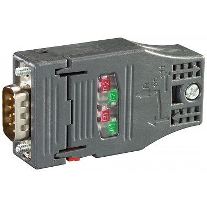 PROFIBUS FC RS 485 plug 180 PROFIBUS connector with FastConnect connection plug and axial cable outlet for Industry PC, SIMATIC OP, OLM, Transfer rate: 12 Mbit/s, terminating resistor with isolating function, plastic enclosure.