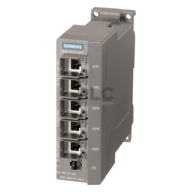 SCALANCE X005, IE Entry Level Switch unmanaged 5x 10/100 Mbit/s RJ45 ports, LED diagnostics, IP30, 24 V DC power supply, PROFINET-compliant securing collars, Extended temperature range -40 °C...+75 °C, Manual available as a download .