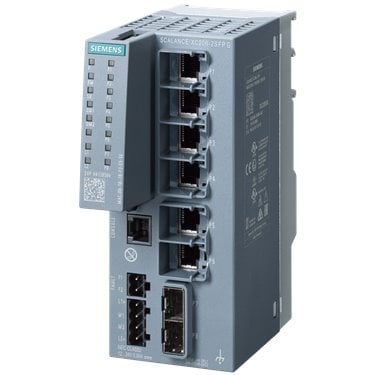 SCALANCE XC206-2SFP G manageable Layer 2 IE switch; IEC 62443-4-2 certified; 6x 10/100/1000 Mbps RJ45 ports; 2x 1000 Mbps SFP; 1x console port; diagnostics LED; redundant power supply; temperature range -40 °C to +70 °C; assembly: DIN rail/S7 mounting rail/wall; redundancy functions; office features (RSTP, VLAN,...); PROFINET IO device; Ethernet/IP-compliant; C-PLUG slot; IEEE 1588v2 PTP