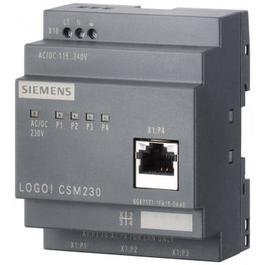 LOGO! CSM 230 compact switch module of connection of a LOGO! (... 0BA7) and up to 3 further nodes to Industrial Ethernet with 10/100 Mbps; unmanaged switch, 4 RJ45 ports, 1x front port for diagnostics 115 ... 240 V AC/DC