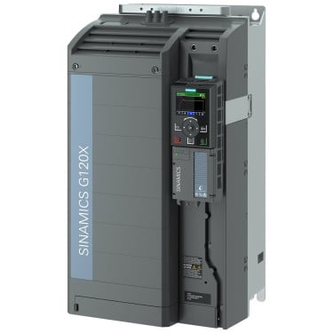 SINAMICS G120X Rated power: 55 kW At 110% 60s, 100% 240 s Radio interference suppression filter for category C2 380-480 V 3 AC +10/-20% 47-63 Hz Ambient temperature -20 to +45 °C Size: FSE Degree of protection IP20 / UL open type painting 3C2 without operator panel with IO expansions Fieldbus integrated: MODBUS RTU, BACnet MS/TP,USS