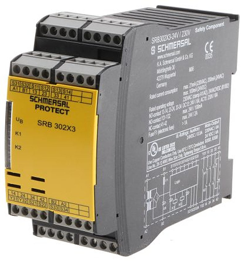 Schmersal SRB 302X3, 28.8V Safety Relay, 3 Safety Contacts, 2