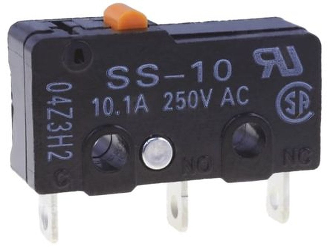 Omron Pin Plunger Micro Switch, Solder Terminal, 5A, 250 V ac, 30 V dc, SPST, IP40