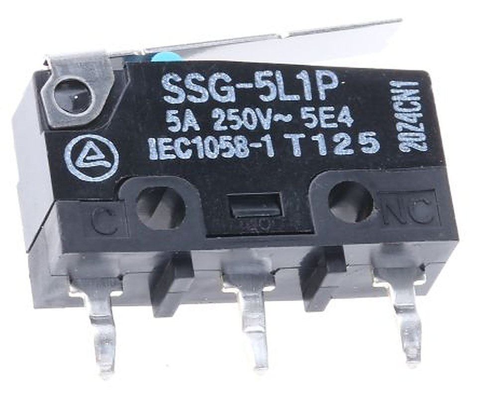 Omron Hinge Lever Subminiature Micro Switch, PCB Terminal Terminal, 5A, 250 V ac, SPDT, IP40