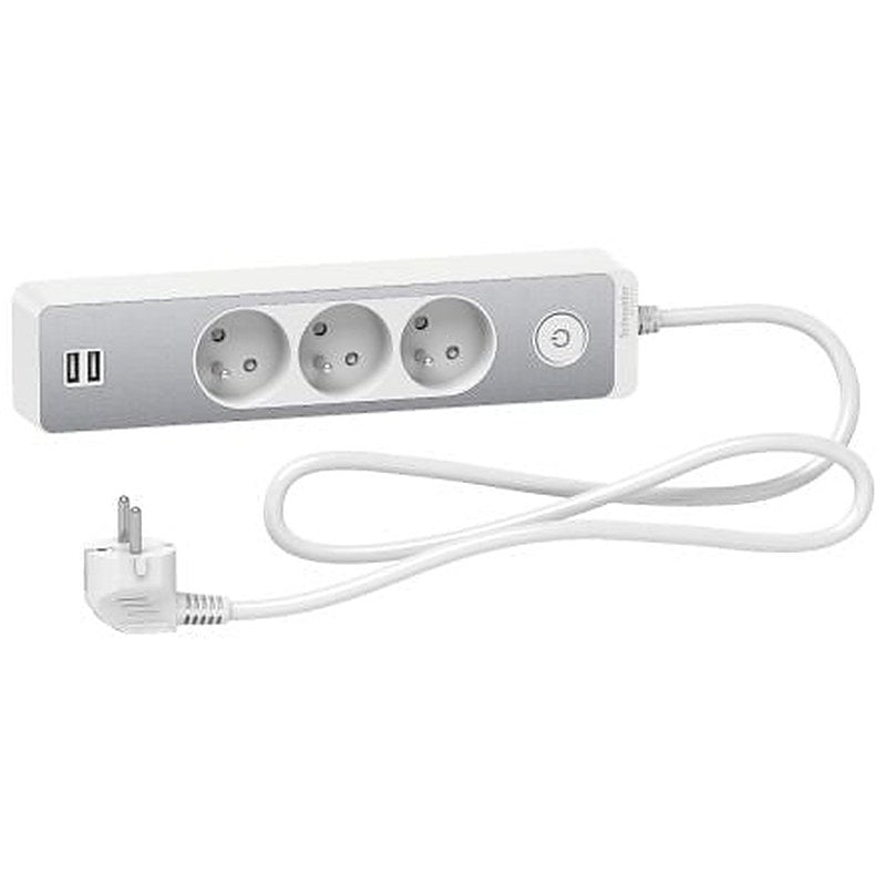 Schneider Electric French 2P 3 Gang Trailing Socket, 1.5m Cable, 16A, 250V