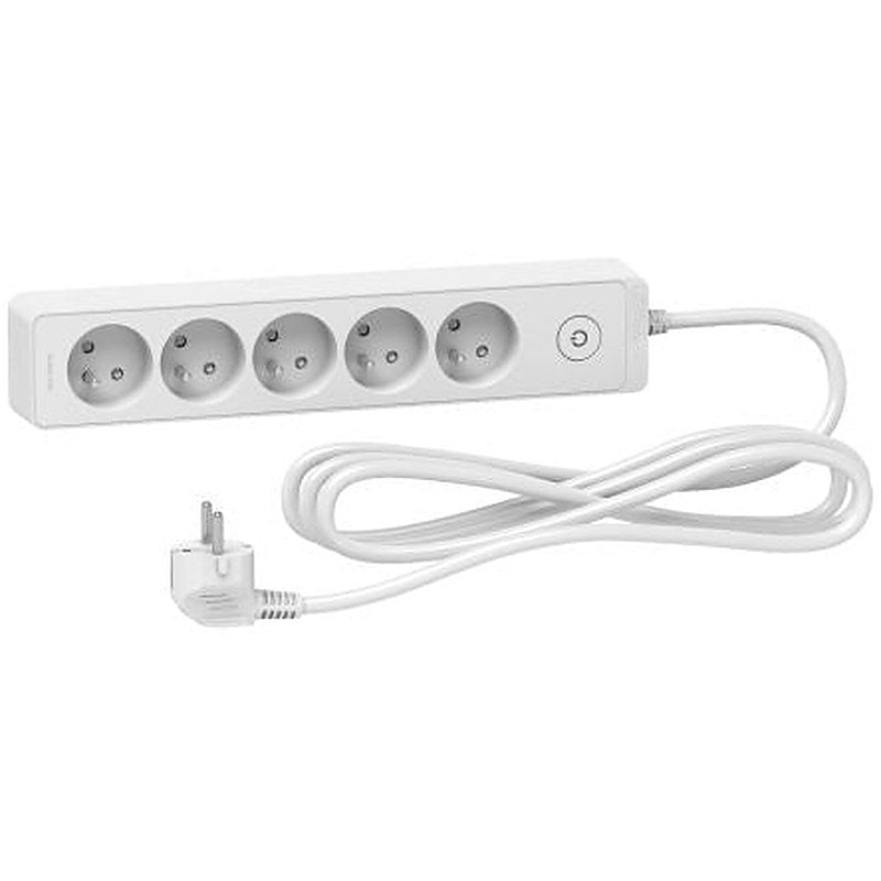 Schneider Electric French 2P 5 Gang Trailing Socket, 3m Cable, 16A, 250V