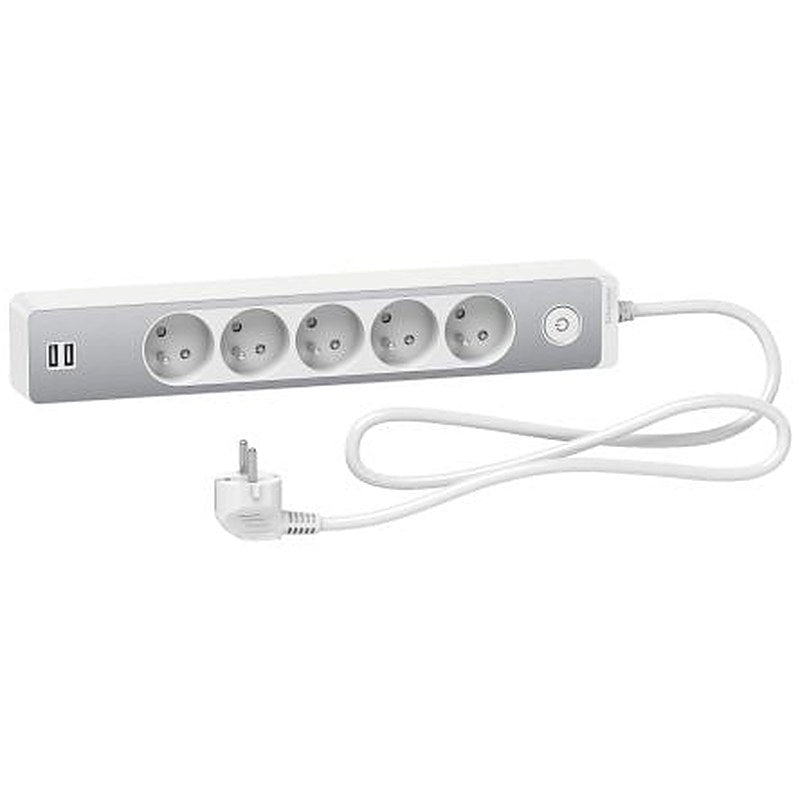 Schneider Electric French 2P 5 Gang Trailing Socket, 1.5m Cable, 16A, 250V