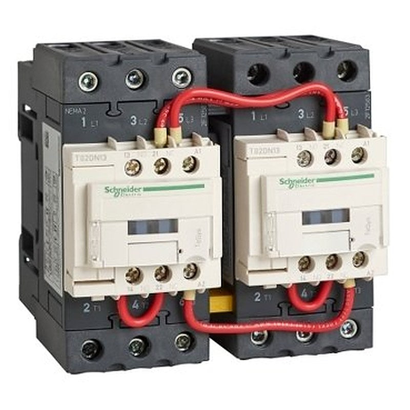 NEMA Contactor, TeSys N, reversing, Size 2, 45A, 25HP at 460VAC, 3 pole, 3 phase, 208VAC 50/60Hz coil, open (NEMA Contactor TeSys N) is a Schneider Electric product. Designed for reliable performance and long service life. Available across Iraq — contact us for pricing and delivery options.