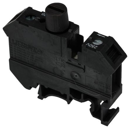 Phoenix Contact 3005170 UK 10-DREHSILA 250 (5X20) Series Fuse Modular Terminal Block Black, 1-Level Fused, Screw