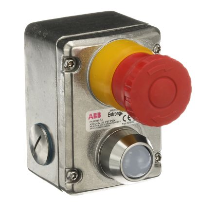 ABB EstrongZ LED Series Turn Release Illuminated Emergency Stop Push Button, Surface Mount, 2 NO/2 NC, IP69K